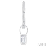 1/3 ctw Bezel Set Emerald Cut Diamond Huggie Earrings in 10K White Gold